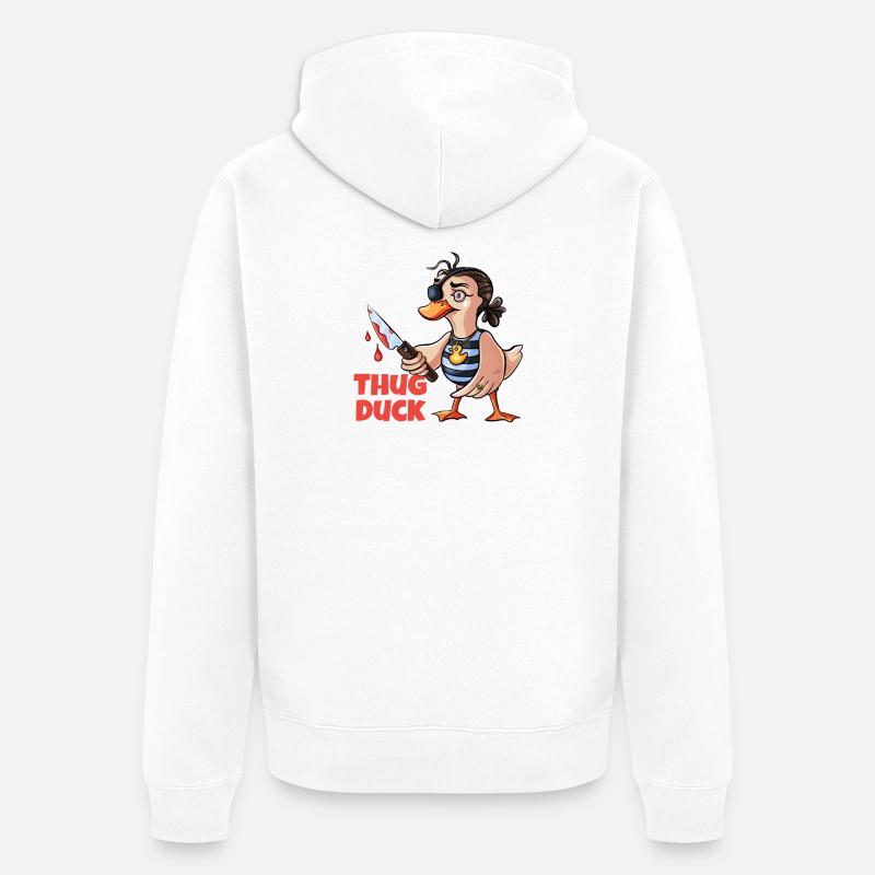 Thug Duck hält ein Messer-Meme - Unisex Premium Bio Zip Hoodie - Weiß