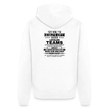 Fier patron d’une équipe loyale - Veste à capuche bio Premium Unisexe - blanc - Dos - Thijin (182cm)