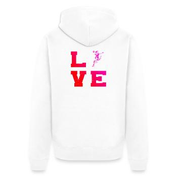 Handball Motiv für echte Liebhaber fuer Frauen - Unisex Premium Bio Zip Hoodie - Weiß - Hinten - Thijin (182cm)