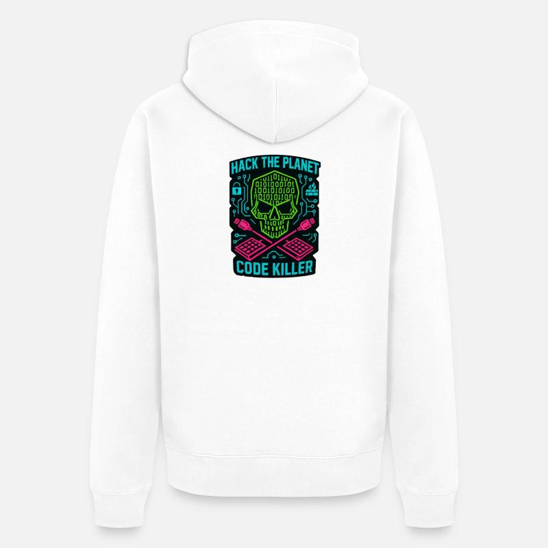 Hack the Planet Code Killer - Cybersécurité - Veste à capuche bio Premium Unisexe - blanc