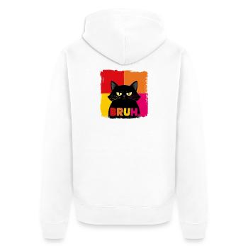 Portrait néon de chat BRUH - Veste à capuche bio Premium Unisexe - blanc - Dos - Thijin (182cm)