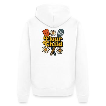 Flour Child Bake Art - Unisex Premium Organic Zip Hoodie - white - Back - Thijin (182cm)