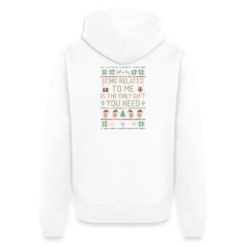 Mit mir verwandt zu sein ist alles, was du brauchs - Unisex Premium Bio Zip Hoodie - Weiß - Hinten - Thijin (182cm)