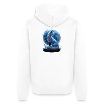 Blue Fox of Lunar Gems - Unisex Premium Organic Zip Hoodie - white - Back - Thijin (182cm)
