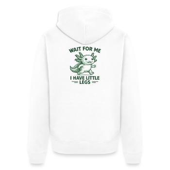 Axolotl disant un mème Humour Petites jambes drôles - Veste à capuche bio Premium Unisexe - blanc - Dos - Thijin (182cm)