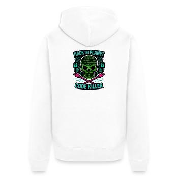 Cybersecurity: Hack the Planet - Unisex Premium Organic Zip Hoodie - white - Back - Thijin (182cm)
