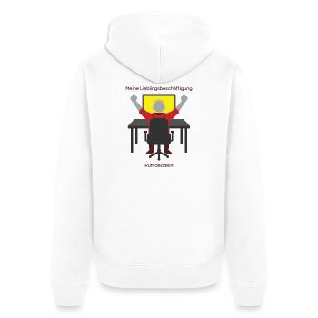Gamer liebt Rumdaddeln - Unisex Premium Bio Zip Hoodie - Weiß - Hinten - Thijin (182cm)