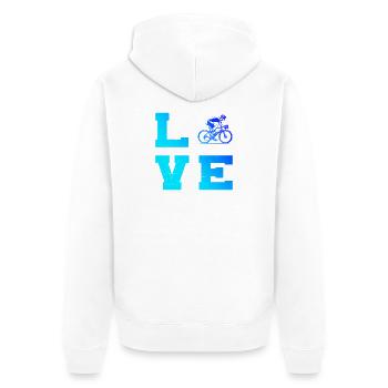 Motif emblématique du vélo de route - Veste à capuche bio Premium Unisexe - blanc - Dos - Thijin (182cm)