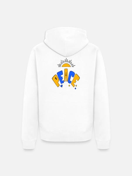 Peace - Unisex Premium Organic Zip Hoodie - white