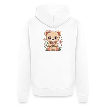 Cuddly bear with flowers - Unisex Premium Organic Zip Hoodie - white - Back - Thijin (182cm)