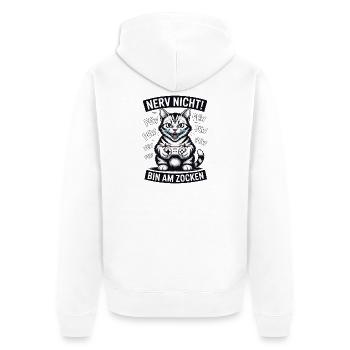 Nerve Not I'm Gambling Gamer Cat Design - Unisex Premium Organic Zip Hoodie - white - Back - Thijin (182cm)