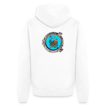 sleeping in a can - Unisex Premium Bio Zip Hoodie - Weiß - Hinten - Thijin (182cm)