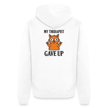 Mein Therapeut hat das lustige Katzen-Meme aufgegeben - Unisex Premium Bio Zip Hoodie - Weiß - Hinten - Thijin (182cm)