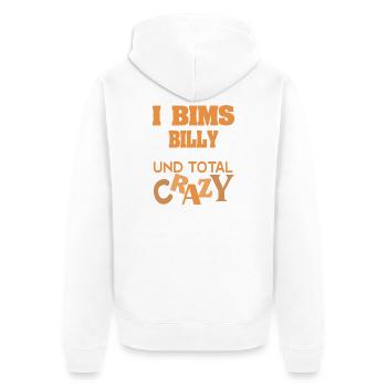 Vorname Billy - Unisex Premium Bio Zip Hoodie - Weiß - Hinten - Thijin (182cm)
