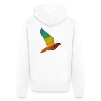 Aile de pigeon colorée - illustration d’oiseaux modernes - Veste à capuche bio Premium Unisexe - blanc - Dos - Thijin (182cm)