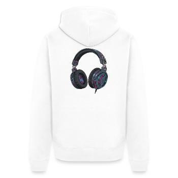 Retro Kopfhörer Techno DJ 90er Musik Style - Unisex Premium Bio Zip Hoodie - Weiß - Hinten - Thijin (182cm)