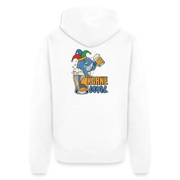 Karnewal - Wal mit Bierkrug - Unisex Premium Bio Zip Hoodie - Weiß - Hinten - Thijin (182cm)