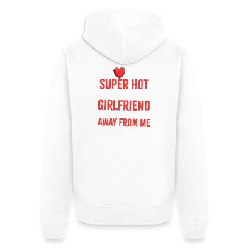 Love Warning Girlfriend Shirt - Unisex Premium Organic Zip Hoodie - white - Back - Thijin (182cm)