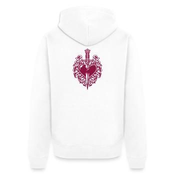 Je t’aime - Saint-Valentin | Ornement en forme de cœur en dague - Veste à capuche bio Premium Unisexe - blanc - Dos - Thijin (182cm)