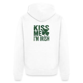 Kiss Me I'm Irish Shamrock  - Unisex Premium Organic Zip Hoodie - white - Back - Thijin (182cm)