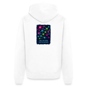 Netzwerk- und Cybersicherheitsverteidiger - Unisex Premium Bio Zip Hoodie - Weiß - Hinten - Thijin (182cm)