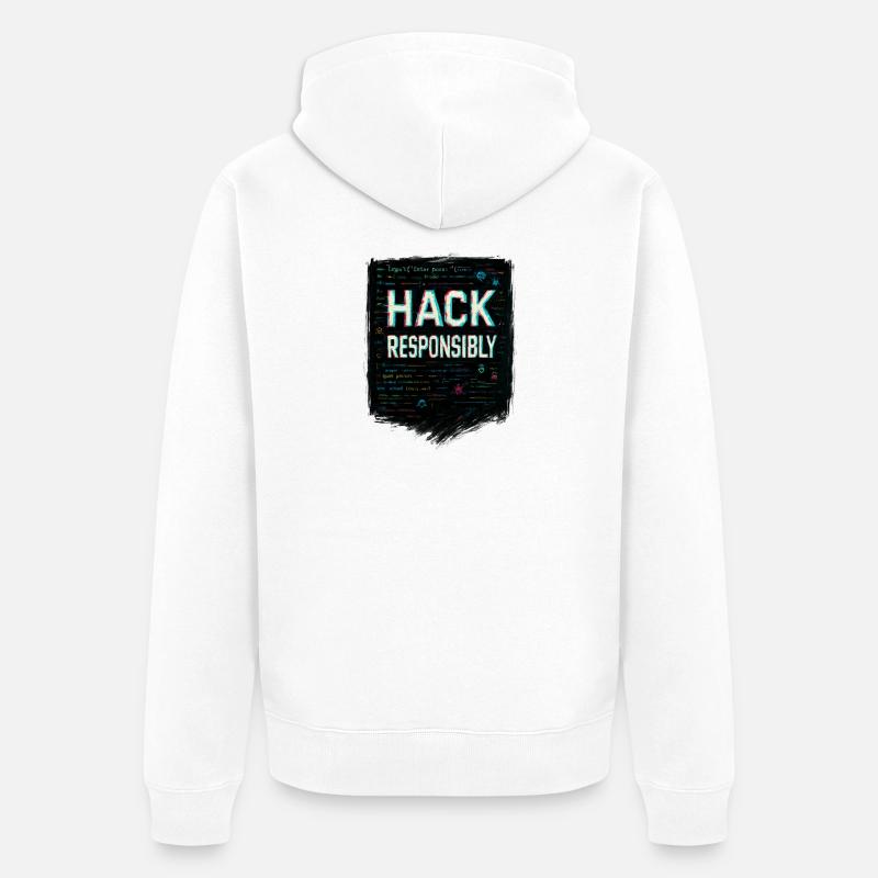 Cybersécurité : Hack Responsibility - Veste à capuche bio Premium Unisexe - blanc