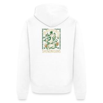 Skeleton Leprechaun Shenanigan - Unisex Premium Organic Zip Hoodie - white - Back - Thijin (182cm)