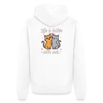 L’amour des chats : la vie est meilleure avec les chats - Veste à capuche bio Premium Unisexe - blanc - Dos - Thijin (182cm)