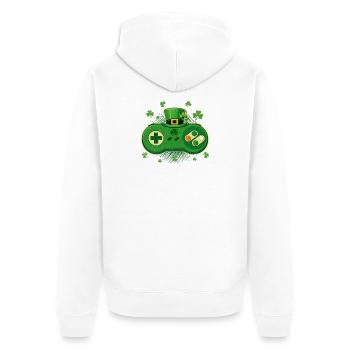 Irischer Videospiel-Controller St Pats - Unisex Premium Bio Zip Hoodie - Weiß - Hinten - Thijin (182cm)