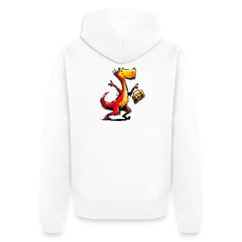 Cool Music Dino with Retro Boombox - Unisex Premium Organic Zip Hoodie - white - Back - Thijin (182cm)