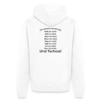 Absolute Verneinung Shirt - Unisex Premium Bio Zip Hoodie - Weiß - Hinten - Thijin (182cm)