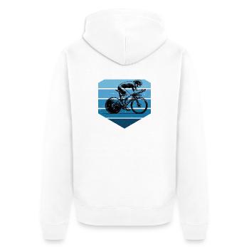 Puristisches Roadbike Thema - Unisex Premium Bio Zip Hoodie - Weiß - Hinten - Thijin (182cm)