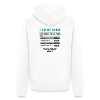 Schreiner Stundenlohn - Unisex Premium Bio Zip Hoodie - Weiß - Hinten - Thijin (182cm)