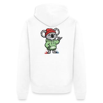 Koala Hoodie Street Style - Unisex Premium Organic Zip Hoodie - white - Back - Thijin (182cm)