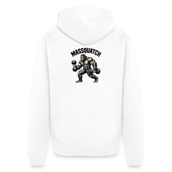 Massquatch Weightlifting Sasquatch Funny Bigfoot - Unisex Premium Organic Zip Hoodie - white - Back - Thijin (182cm)