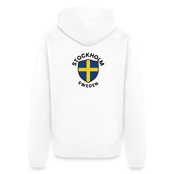 Bouclier de Stockholm Drapeau suédois - Veste à capuche bio Premium Unisexe - blanc - Dos - Thijin (182cm)