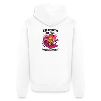 T-Shirt Evasion Bureau Einrichtung Voll-Remote-Freiberufler - Unisex Premium Bio Zip Hoodie - Weiß - Hinten - Thijin (182cm)