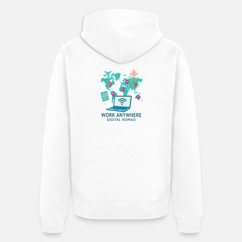 Telearbeit – Telearbeit – Voll-Fernarbeit - Unisex Premium Bio Zip Hoodie - Weiß