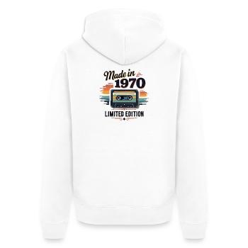 Édition limitée produite en 1970 - Veste à capuche bio Premium Unisexe - blanc - Dos - Thijin (182cm)