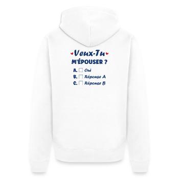 Will you marry me? Heart Challenge - Unisex Premium Organic Zip Hoodie - white - Back - Thijin (182cm)
