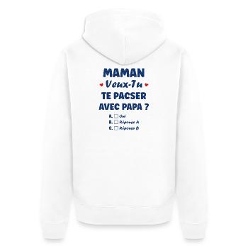 Mom, do you want to enter into a civil partnership with daddy? - Unisex Premium Organic Zip Hoodie - white - Back - Thijin (182cm)