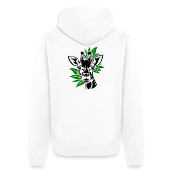 Giraffe with leaves in the background - Unisex Premium Organic Zip Hoodie - white - Back - Thijin (182cm)