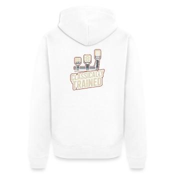 Classically Trained Petrolhead KFZ Mechaniker - Unisex Premium Bio Zip Hoodie - Weiß - Hinten - Thijin (182cm)