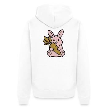 Süßer Hase mit Karotte Möhre Comic - Unisex Premium Bio Zip Hoodie - Weiß - Hinten - Thijin (182cm)