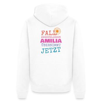 Geschenk für Amilia - Unisex Premium Bio Zip Hoodie - Weiß - Hinten - Thijin (182cm)