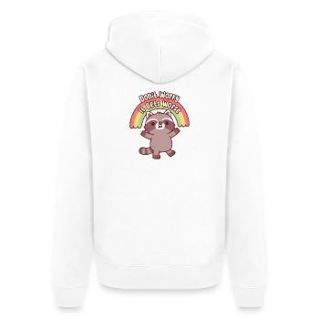 Cute Raccoon Dont Worry It Gets Worse Funny - Unisex Premium Organic Zip Hoodie - white - Back - Thijin (182cm)
