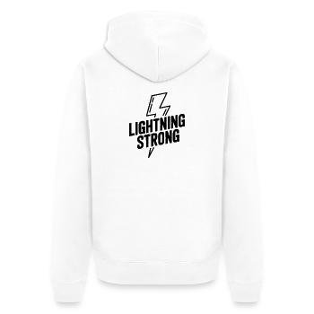 Lightning Strong - Unisex Premium Organic Zip Hoodie - white - Back - Thijin (182cm)
