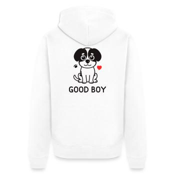 Bon garçon – Motif du chien mignon - Veste à capuche bio Premium Unisexe - blanc - Dos - Thijin (182cm)