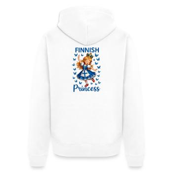 Prinzessin Finnland Blauer Schmetterling - Unisex Premium Bio Zip Hoodie - Weiß - Hinten - Thijin (182cm)