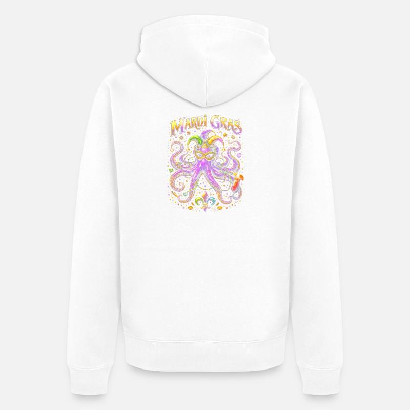 Masque de pieuvre de Mardi Gras - Veste à capuche bio Premium Unisexe - blanc